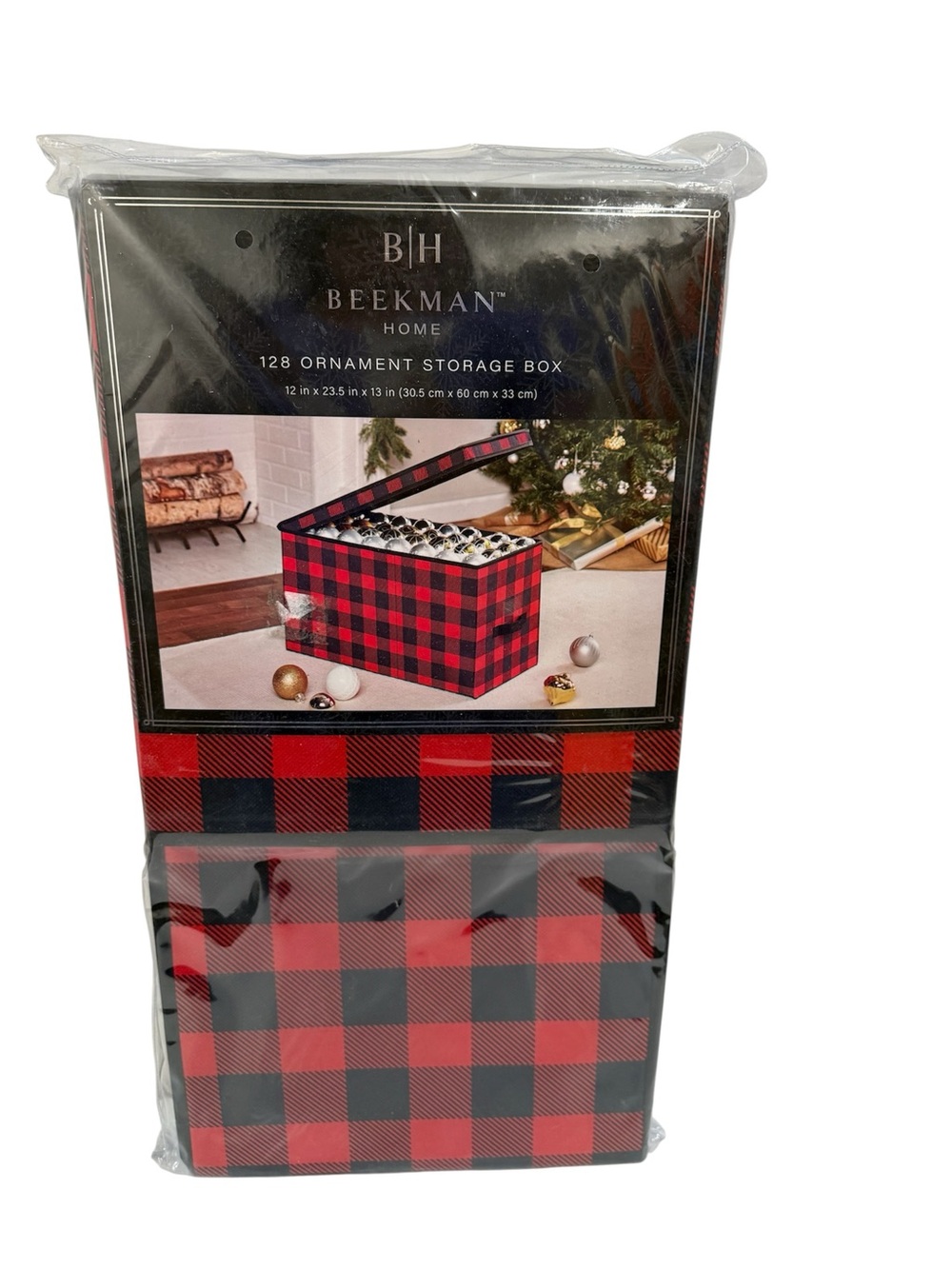 NEW Beekman Home Buffalo Plaid 128 Ornament Storage Box ~ 12” x 23.5” x 13 “